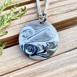 Crystal cabin gallery pendant featuring Indigenous art.