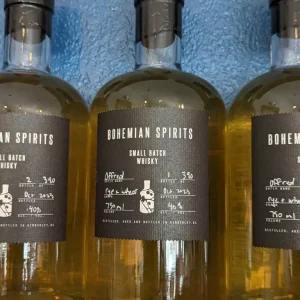 Bottles of bohemian spirits.