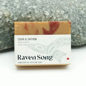 Raven song bar of cedar and saffron soap.