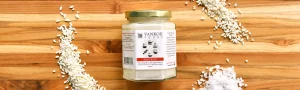 A jar of Vankoji Foods' shio koji on a table.